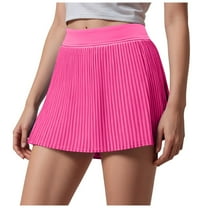 TTUHYWXI Pleated Tennis Skirt High Waisted Golf Skirts with Shorts Pockets Casual Workout Athletic Skorts for Woman (Hot Pink, XXL)