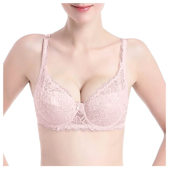 TTUHYWXI Push Up Bra for Women Full Coverage High Support Everyday Bra with Adjustable Straps Convenient Daily Bra (Pink,85B)