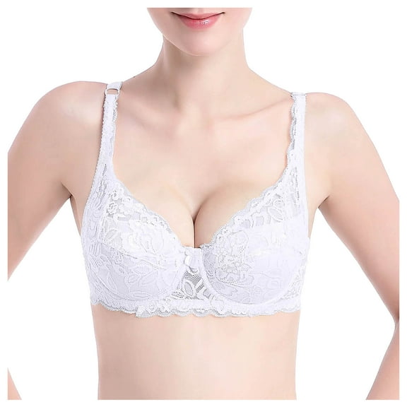 TTUHYWXI Push Up Bra for Women Full Coverage High Support Everyday Bra with Adjustable Straps Convenient Daily Bra (White,90B)