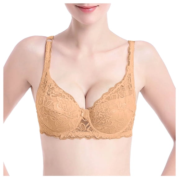 TTUHYWXI Push Up Bra for Women Full Coverage High Support Everyday Bra with Adjustable Straps Convenient Daily Bra (Yellow,75B)