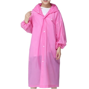 TTUHYWXI Rain Ponchos for Kids, Reusable Kids Rain Jacket with Hood Waterproof Rain Coat for Boys and Girls,Pink One Size