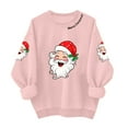 thumbnail image 1 of TTUHYWXI Retro Santa Sweatshirt for Women Vintage Christmas Fleece Linend Sweaters Crewneck Oversized Long Sleeve Tops (Pink, L), 1 of 7