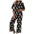 thumbnail image 1 of TTUHYWXI Satin Silk Christmas Pajamas Set for Women Xmas Print Long Sleeve Shirts Lounge Set Two Piece Pjs Pants Sleepwear (Black, M), 1 of 5