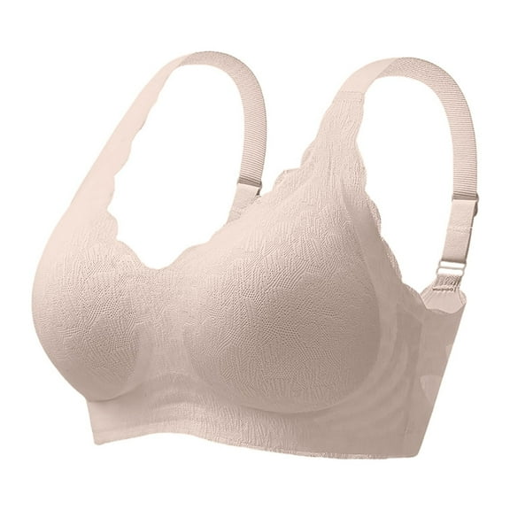 TTUHYWXI Scalloped Wirefree Bras for Women Full Coverage No Underwire Everyday Bras Comfortable Wireless Padded Bras Seamless (Light Pink, 6XL)