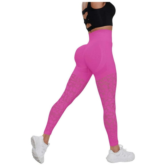 TTUHYWXI Scrunch Butt Lifting Leggings for Women Amplify Contour Seamless Workout Gym Leggings High Waisted Yoga Pants (Hot Pink, M)