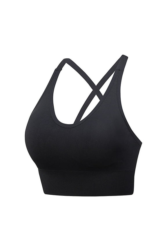 Seamless Bras for Women Wirefree Full Coverage Padded Bra Criss-Cross Back Smoothing Bra Comfort Sleep Bralettes (Black, XL)