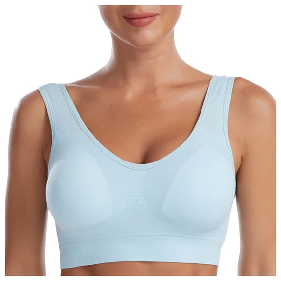 TTUHYWXI Seamless Comfort Bras for Women | Wireless Push Up Sports Bra | Soft, Breathable, Supportive Fit (Light Blue,85/38C-90/40A)