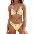 thumbnail image 1 of TTUHYWXI Sexy Bikini Sets for Women Seashell Halter Tie Back Two Piece Swimsuit Color Block Triangle Bathing Suit (Yellow, L), 1 of 9