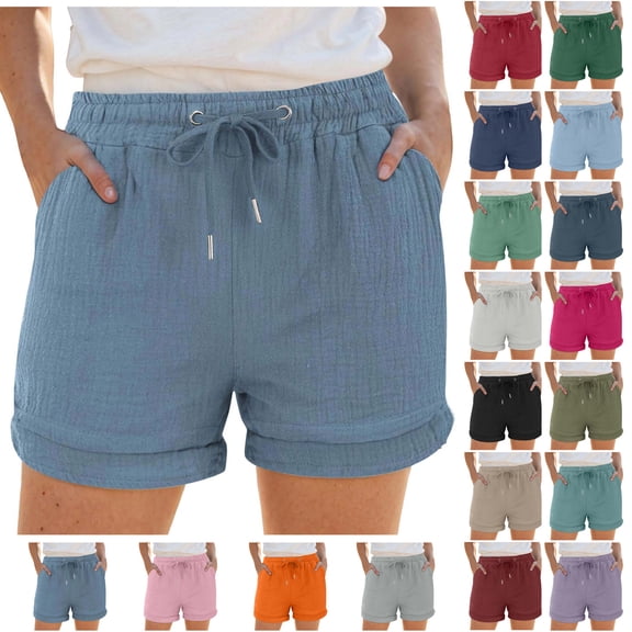 TTUHYWXI Shorts for Women Summer Casual High Waisted Drawstring Wide Leg Womens Gauze Shorts (Mint Green, XXL)