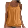 thumbnail image 1 of TTUHYWXI Swimsuit Tankini Women Swimwear Comfortable V Neck Tankini Push Up Bikini Tops for Women Tummy Control Bathing Suits (Khaki, 4XL), 1 of 6