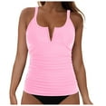 thumbnail image 1 of TTUHYWXI Tankini Tops for Women Bathing Suit Halter Push Up Swim Top (Pink, L), 1 of 9