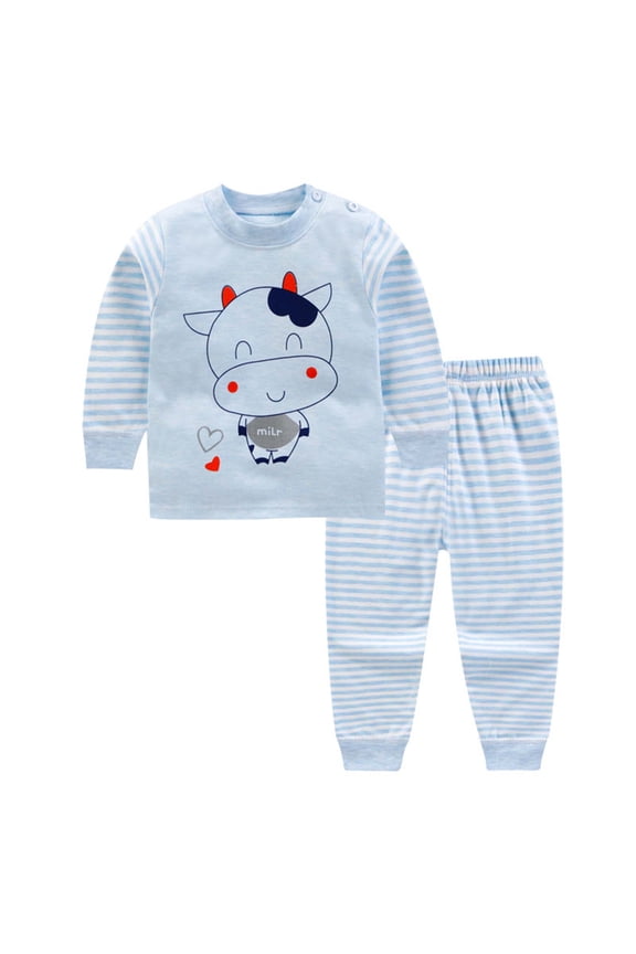 Toddler Baby Boys Girls Spring Clothes Letter Long Sleeve Sweatshirts Pants Set 2 Piece Outfits 2PC 3 6 9 12 18 24 Months 2T 3T Long Sleeve Pajamas Set (Blue, 4-5 Years)