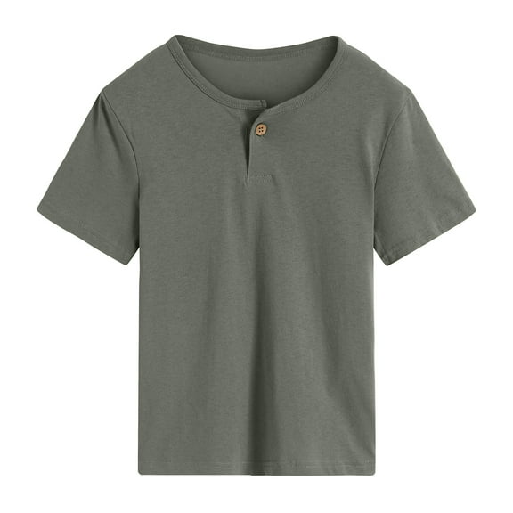 TTUHYWXI Toddler Short Sleeve Henley Shirt Boys Ribbed T-Shirt (Dark Gray, 4-5 Years)