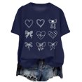 thumbnail image 1 of TTUHYWXI Valentines Shirt for Women Romantic Love Heart Bow T-Shirts Valentine Day Lover Tee Tops Comfy Short Sleeve Shirts (Navy, L), 1 of 6
