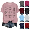 thumbnail image 1 of TTUHYWXI Valentines Shirt for Women Romantic Love Heart Bow T-Shirts Valentine Day Lover Tee Tops Comfy Short Sleeve Shirts (Wine, 3XL), 1 of 6