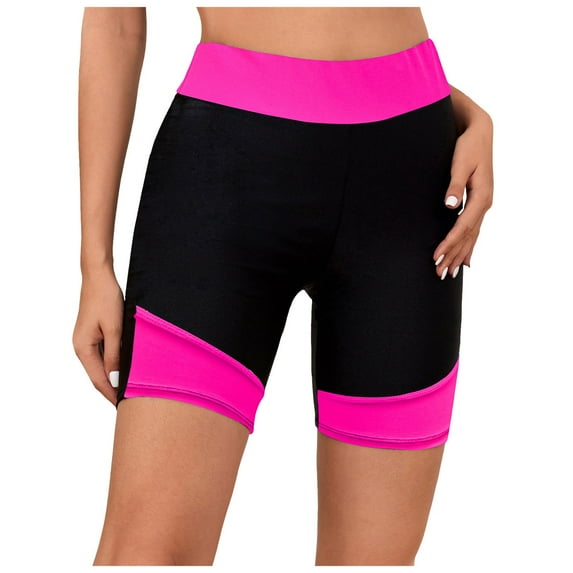 TTUHYWXI Women Active Swim Pants Tummy Control High Waist Swim Shorts Swimsuit Bottom Board Shorts (Hot Pink, XL)