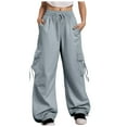 thumbnail image 1 of TTUHYWXI Women Cargo Pants Baggy Y2K Clothing Multi Pockets High Waist Loose Straight Leg Pants Vintage Grunge Clothes (Blue, 5XL), 1 of 6