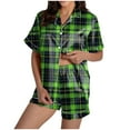 thumbnail image 1 of TTUHYWXI Women Christmas Pajamas Shorts Set Cute Nutcracker Button Down Pj Set Silk Satin 2 Piece Short Sleeve Xmas Jammies (Green, XL), 1 of 7