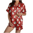 thumbnail image 1 of TTUHYWXI Women Christmas Pajamas Shorts Set White Christmas Pajamas Short Sleeves Shirt and Shorts 2 Piece Pjs Sleepwear (Red, S), 1 of 7