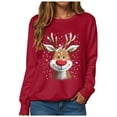 thumbnail image 1 of TTUHYWXI Women Christmas Sweatshirt Xmas Fleece Warm Vacation Tunic Sweater Shirt Christmas Graphic Pullover Top (Red, XXL), 1 of 9