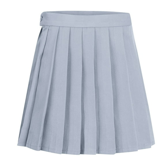 TTUHYWXI Women Girls Pleated Skirts with Shorts, Elastic Waist Uniform Plus Size Tennis Casual Skirt, 2 Years - US 4XL (Grey1, XL)