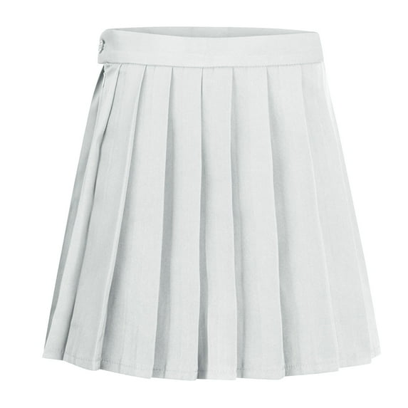 TTUHYWXI Women Girls Pleated Skirts with Shorts, Elastic Waist Uniform Plus Size Tennis Casual Skirt, 2 Years - US 4XL (White2, XL)