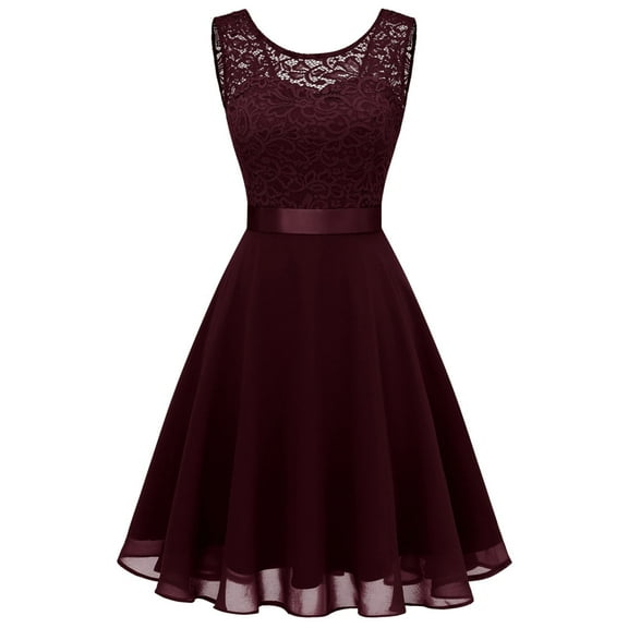 TTUHYWXI Women Short Prom Dress Lace Wedding Guest Party Bridesmaid Formal Dresses (Red2, XL)