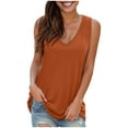 thumbnail image 1 of TTUHYWXI Women Summer Deep V Neck Tank Top Loose Fit Flowy Sleeveless Shirt (Orange, M), 1 of 8