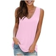 thumbnail image 1 of TTUHYWXI Women Summer Deep V Neck Tank Top Loose Fit Flowy Sleeveless Shirt (Pink, L), 1 of 8