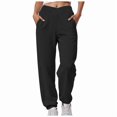 thumbnail image 1 of TTUHYWXI Women Sweatpants with Pockets Casual Low Rise Elastic Waisted Comfy Relaxed Fit Workout Joggers (Black, XXL), 1 of 4