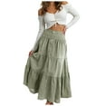 thumbnail image 1 of TTUHYWXI Women Tiered Ruffle Hem Denim Maxi Skirt Button Washed Swing A-Line Jean Maxi Skirt Casual Trendy Flowy Swing A-Line Skirt (Army Green, XXL), 1 of 9