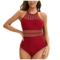 thumbnail image 1 of TTUHYWXI Women Tummy Control One Piece Swimsuit Modest Bathing Suit Full Coverage High Neck Swimwear (Red, XXL), 1 of 5