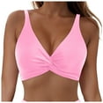 thumbnail image 1 of TTUHYWXI Women's V Neck Bikini Top with Adjustable Straps Beach Swim Suit for Summer Vacation Pool (Pink, XXL), 1 of 9