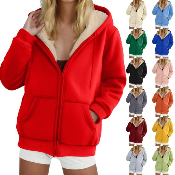 TTUHYWXI Women Zip Up Fleece Jacket Thick Sherpa Lined Hooded Sweatshirts Long Sleeve Winter Thermal Coats with Pockets (Navy, 3XL)