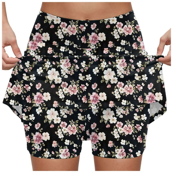 TTUHYWXI Women's 20" Knee Length Skorts Skirts UPF50 Athletic Tennis Golf Skirt for Women Casual Summer Skirts (Black, XXL)