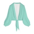 thumbnail image 1 of TTUHYWXI Women's 2025 Summer Lightweight Short Bolero Cardigan Shrug Sheer Tie Front Top 3/4 Sleeve Jacket for Dress (Mint Green, S), 1 of 6