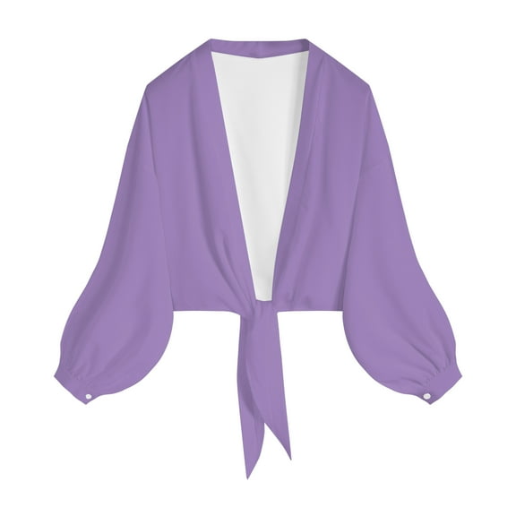 TTUHYWXI Women's 2025 Summer Lightweight Short Bolero Cardigan Shrug Sheer Tie Front Top 3/4 Sleeve Jacket for Dress (Purple, M)