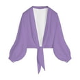 thumbnail image 1 of TTUHYWXI Women's 2025 Summer Lightweight Short Bolero Cardigan Shrug Sheer Tie Front Top 3/4 Sleeve Jacket for Dress (Purple, XXL), 1 of 6