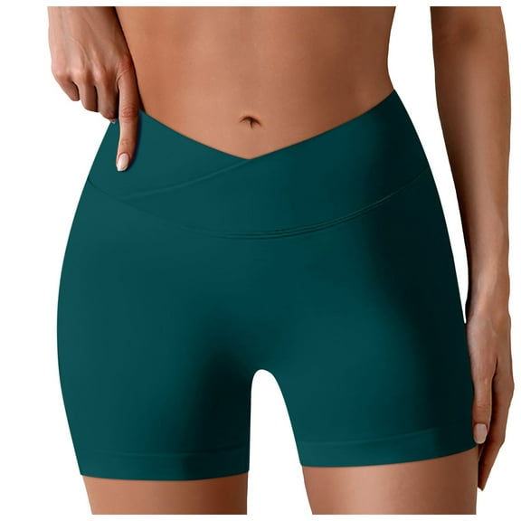 TTUHYWXI Women's 4" Swim Shorts Cross Waist Bathing Suit Bottoms Board Shorts Swimsuit Boy Shorts with Built-in Briefs (Green, S)