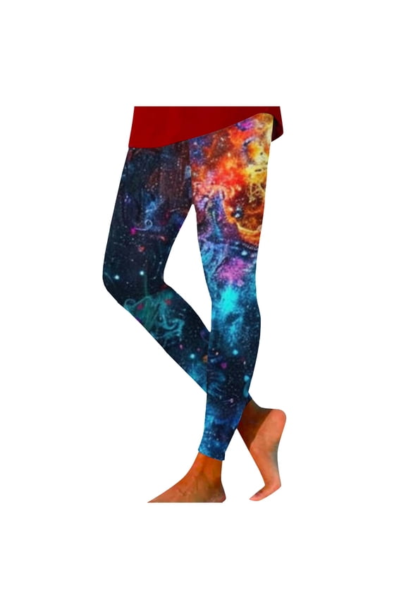 Women's 80s Leggings Buttery Soft Rainbow Stripes Printed Stretchy Pants (Orange,XXL)