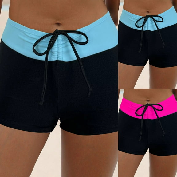 TTUHYWXI Women's Board Shorts Swimswear Bottoms Tankini Swim Bathing Briefs Swimsuit Boardshorts Beach Trunks with Liner (Hot Pink, XL)