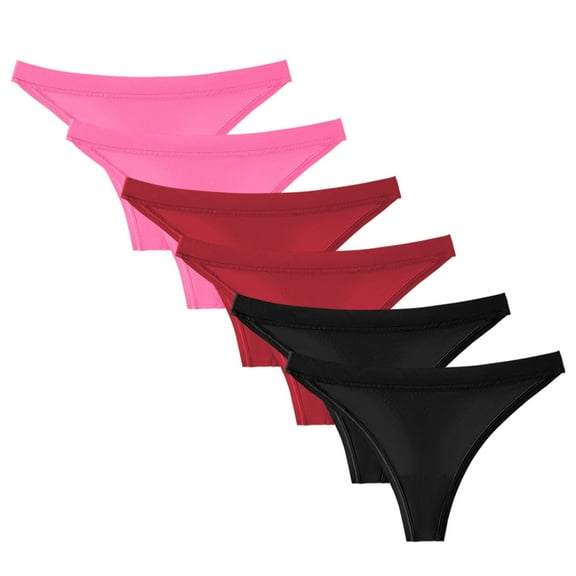 TTUHYWXI Women's Breathable Seamless Thong Panties No Show Underwear 6 Pack (Black, XXL)