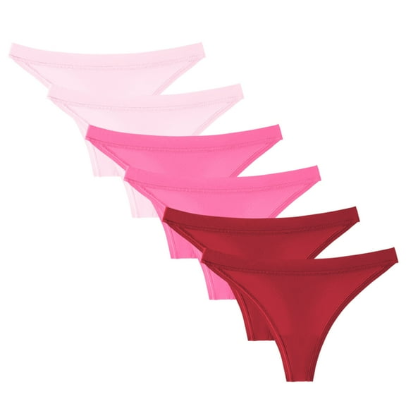 TTUHYWXI Women's Breathable Seamless Thong Panties No Show Underwear 6 Pack (Light Pink, M)