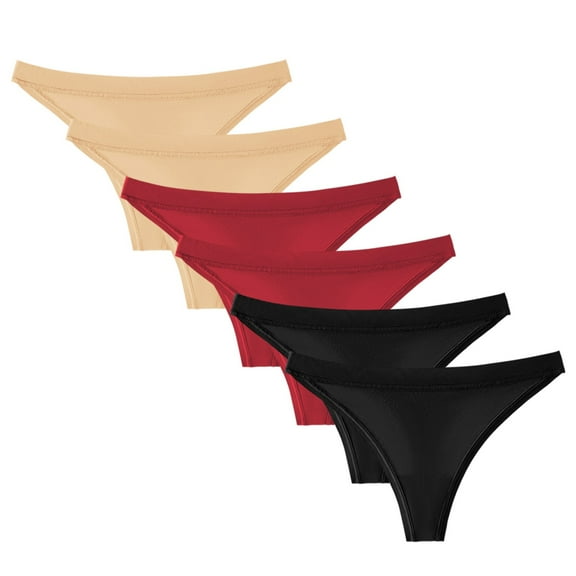 TTUHYWXI Women's Breathable Seamless Thong Panties No Show Underwear 6 Pack (Red, XXL)