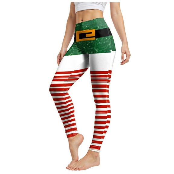 TTUHYWXI Women's Brushed Christmas Ankle Length Seasonal Printed Leggings (Light Green, XXL)