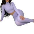 thumbnail image 1 of TTUHYWXI Women’s Casual 2 Piece Outfits Sexy Bodycon Long Sleeve Crop Top with Long Pants Tracksuit Set Jumpsuits (Purple, XL), 1 of 5
