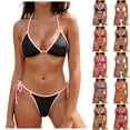 thumbnail image 1 of TTUHYWXI Women's Color Block Triangle Bikini Sets Two Piece String Swimsuit Spaghetti Strap Bathing Suits (Sky Blue, XS), 1 of 9