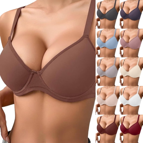 TTUHYWXI Women's Full Coverage Bras Plus Size Lightly Lined Full Coverage Push Up Bralettes Soft Supportive T Shirt Bra (Light Purple,90B)