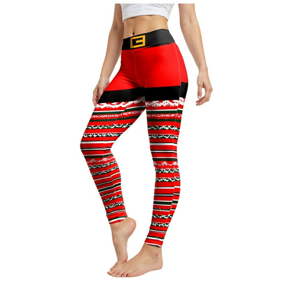 TTUHYWXI Women's Funny Printed Ugly Christmas Leggings Soft Stretchy Holiday Tights (Hot Pink, M)