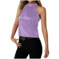 thumbnail image 1 of TTUHYWXI Women's Halter Tank Tops Satin Silk Backless Sleeveless Summer Camisole Going Out Top (Purple, XL), 1 of 9